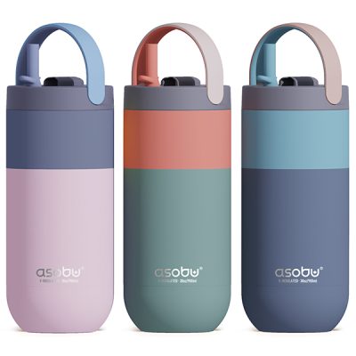 בקבוק תרמי ASOBU 900 מ״ל | ספל נירוסטה עם קש