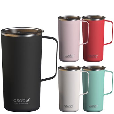 ספל תרמי Tower Mug מבית ASOBU | נירוסטה עם ציפוי קרמי פנימי וידית
