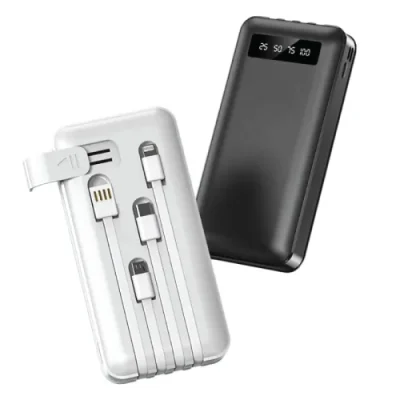 סוללת גיבוי 10,000mAh Paza עם 4 כבלים מובנים וטעינה מהירה