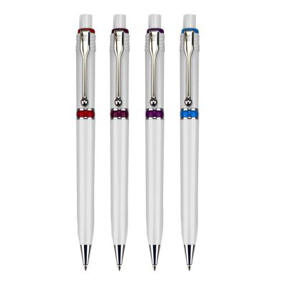 עט כדורי ראגה כרום | גוף לבן עם טבעת צבעונית