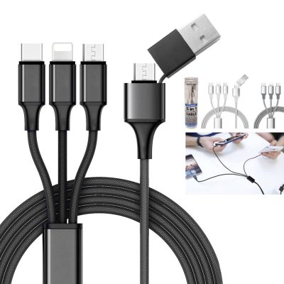 כבל טעינה מהיר 3 ב-1 'Speed' - חיבור כפול USB ו-Type-C