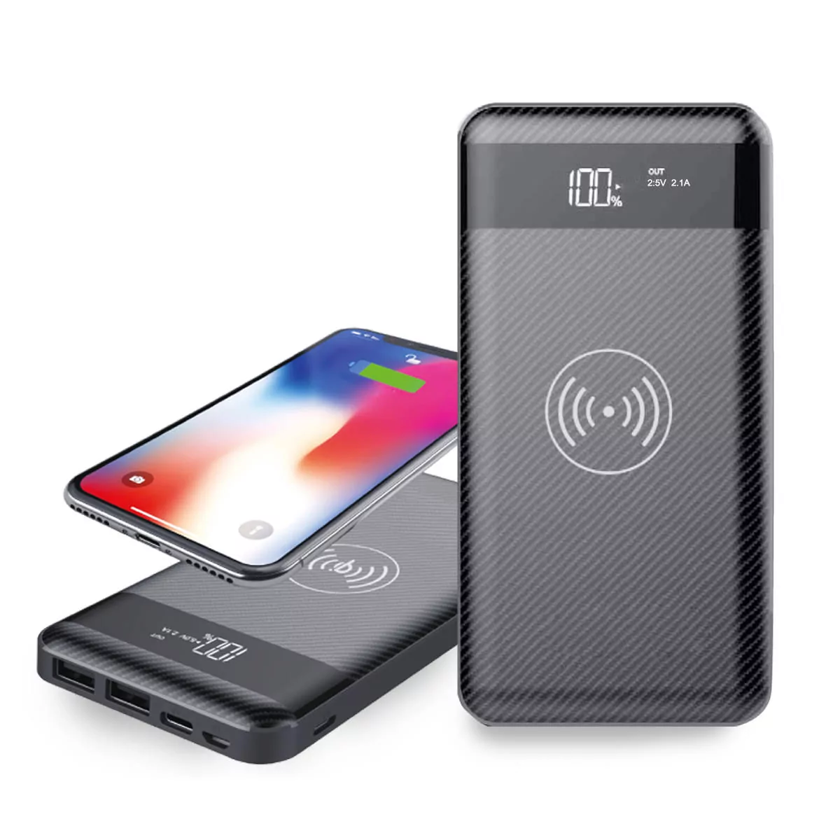 סוללה ניידת עוצמתית 10,000mAh סיוס | טעינה אלחוטית וקווית