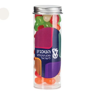 סוכריות ג'לי בינס במארז צילינדר שקוף למיתוג