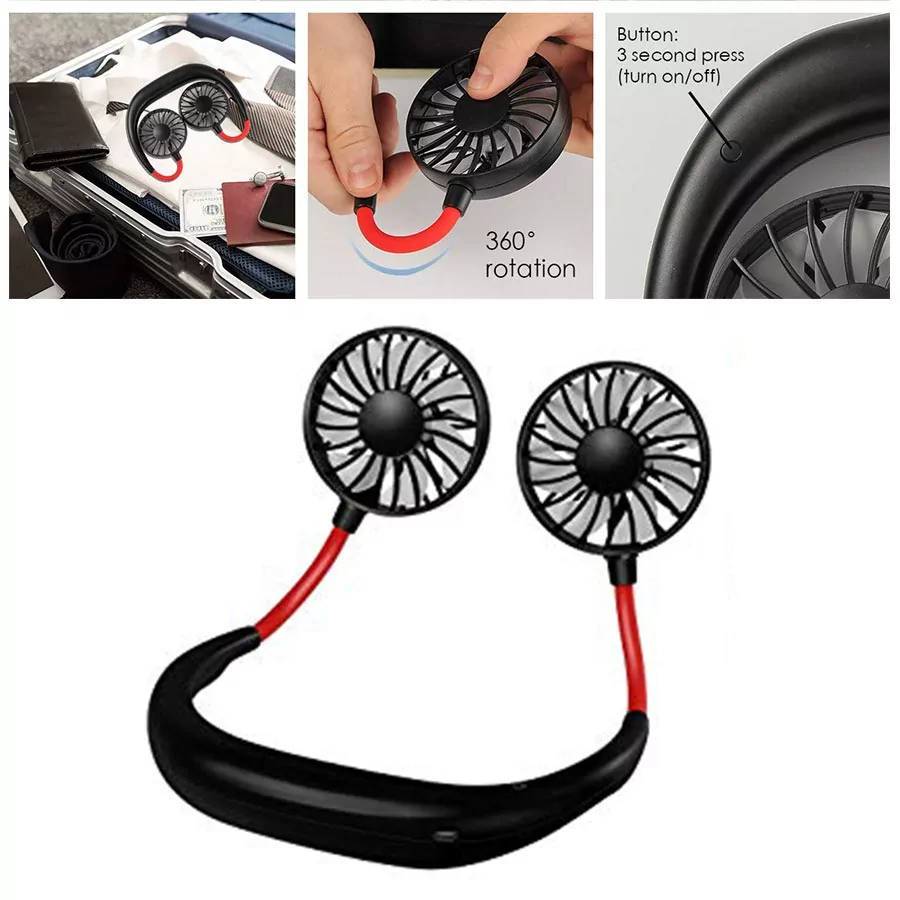 מאוורר צוואר כפול נטען - Double Fan – תמונה 2